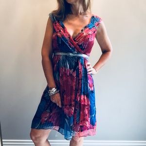 Floral Faux Wrap Dress